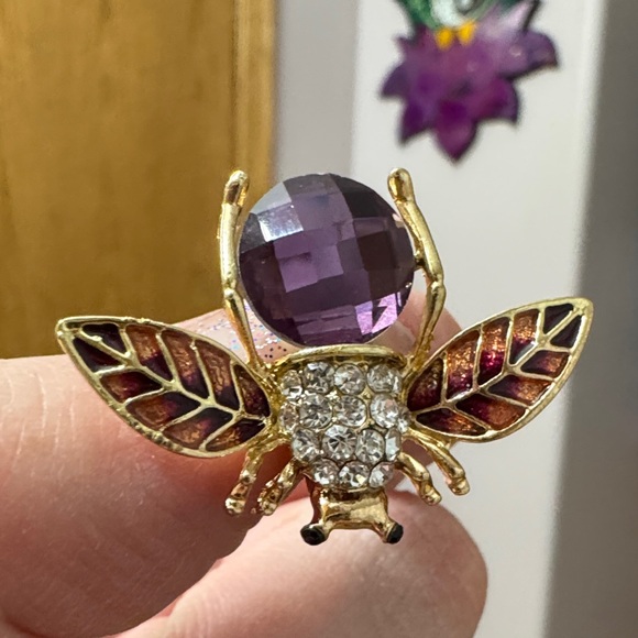 Accessories - Gold and Purple Bee Brooch